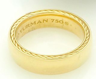 David Yurman 18k Yellow  Gold Streamline 6mm Band / Ring Size 8.5 