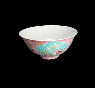 Chinese Porcelain Floral Bowl, Signed