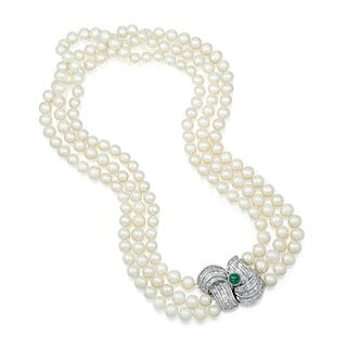 Diamond and Pearl Strand Necklace