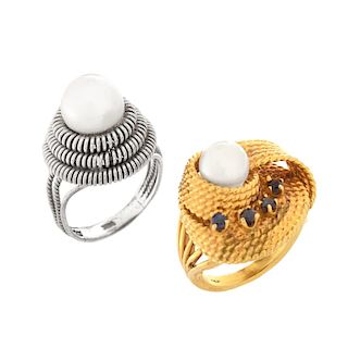 Two Vintage Pearl Rings