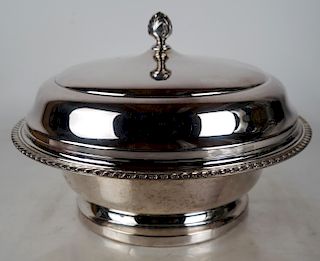 Silver Plate Covered Serving Bowl w/ Liner