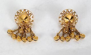 Pair 22K Yellow Gold Earrings, 11.7 DWT