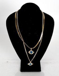Two 18K Gold Diamond Necklaces