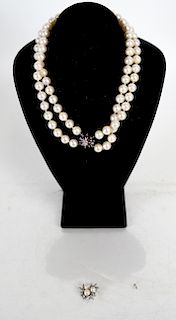 14K Gold, Diamond, Ruby and Pearl Strand