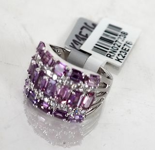 18K Diamond and No Heat Sapphire Ring