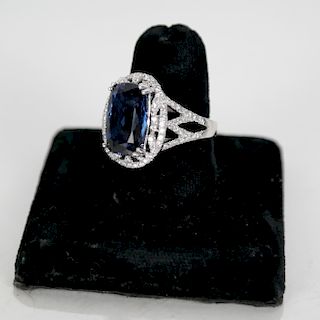 Platinum, Diamond and Tanzanite Ring