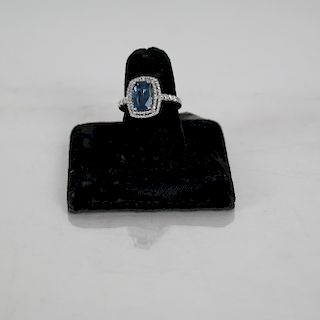 Platinum, Diamond and Aquamarine Ring