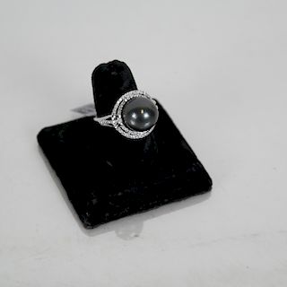Platinum, Diamond and South Sea Pearl Ring
