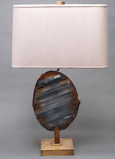 Willy Daro Agate Geode Brass Table Lamp