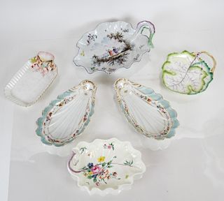 Six Various Porcelain Leaf-Form Dishes