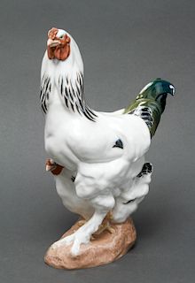 Meissen Porcelain Rooster & Hen Sculpture