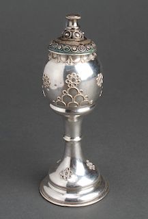 Judaica Silver Egg-Form Covered Spice Box