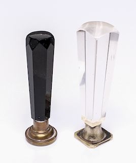Wax Seals Black & Colorless Glass w Brass, 2