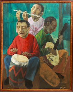 Harry Elsas "Three Musicians" Oil on Canvas