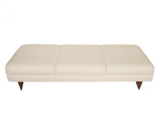 Modern Low Bench w Cream Upholstery