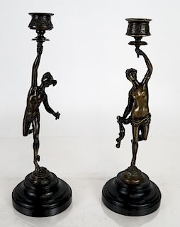 Pair Mythological Figural Candlesticks