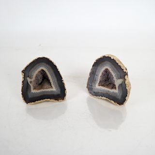 Pair of Geode Slab Bookends