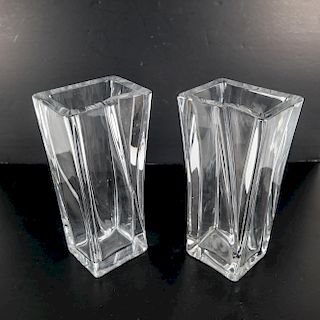Pair of Daum, France Crystal Vases