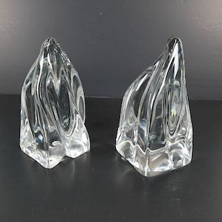 Daum, France Clear Crystal Pair of Bookends