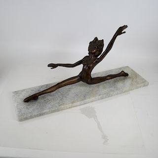 Bronze Art Deco-Style Female Acrobat Sculpture