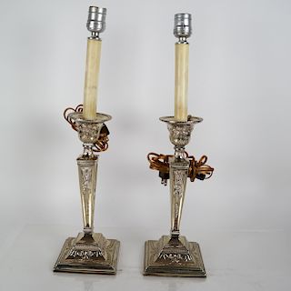 Two Silver Plate Classical Lamps