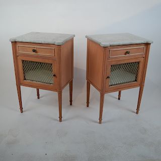 Pair French-Style Marble Top Stands