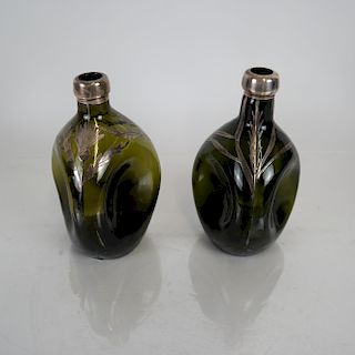 Pair of Sterling Overlaid Pinch Bottles