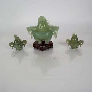 Chinese Pale Green Jade Tripod Censor, Others