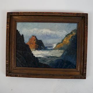 Scene of Coastal Inlet, Ocean - Oil on Canvas