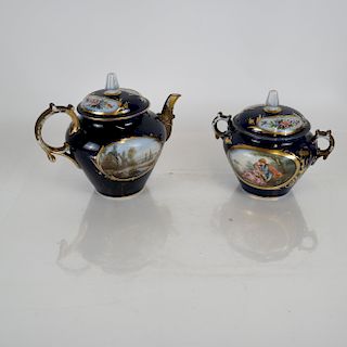 Sevres Porcelain Teapot and Creamer