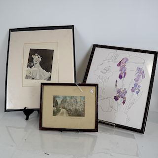 Three Framed Prints, Including Wallace Nutting