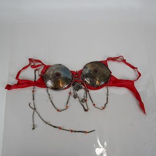 Silver Bra with Incised Decoration & Beads