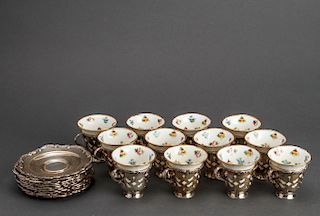Tiffany & Co. Silver & Porcelain Demitasse Cups 12