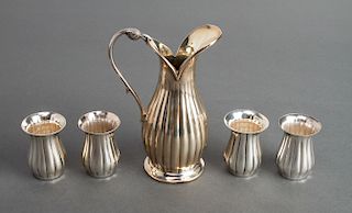 Deco Sterling Small Ewer/Pitcher & 4 Cups, Set 5