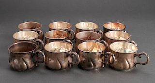 Sterling Silver Art Nouveau Punch Cups, 12