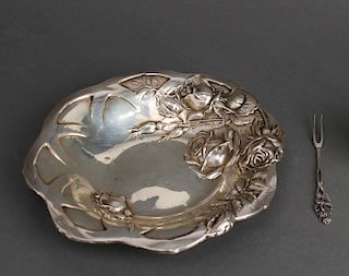 Sterling Art Nouveau Repousse Bowl and Pick, 2