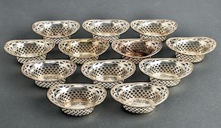 Webster Co. Silver Pierced Nut Dishes Set of 12