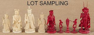 Set of Chinese carved chess pieces.