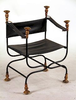 Baroque Style Gilt Metal Curule Chair, 20th C.
