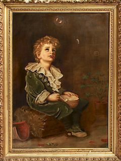 Gordon Child Blowing Bubbles Oil on Canvas
