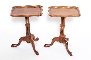 English Carved Wood Tripod Stands, Pair