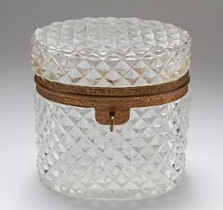 French Cut Glass & Brass Mounted Large Dresser Box