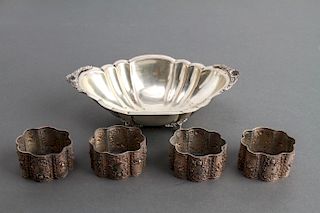 Italian Silver Footed Bowl, German Napkin Rings, 5