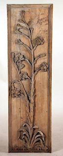 White-and-Gray Painted Carved Pine Floral Panel