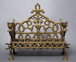 Antique Judaica Brass Chanukah Menorah