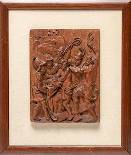 18th C. German Carved Wood "Flagellation" Relief