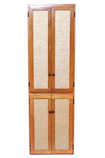 Mid-Century Modern Cabinet With Wicker Doors