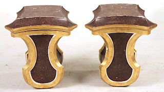Pair of Gilt & Paint-Decorated Wall Brackets