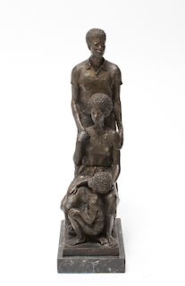 Illegibly Signed African American Family Sculpture