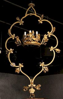 Gilt and Painted Metal Chandelier, 20th C